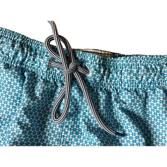 Ted Baker Men's Swim Trunks in Turquoise & White Geometric Print Size 3/ 32 - Picture 4 of 6